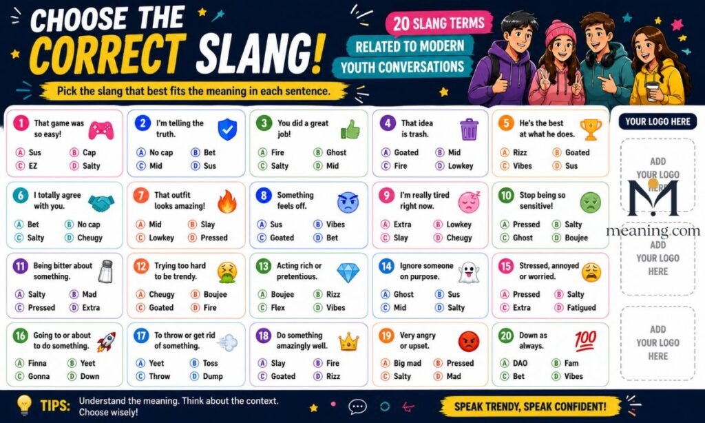 Choose the correct slang